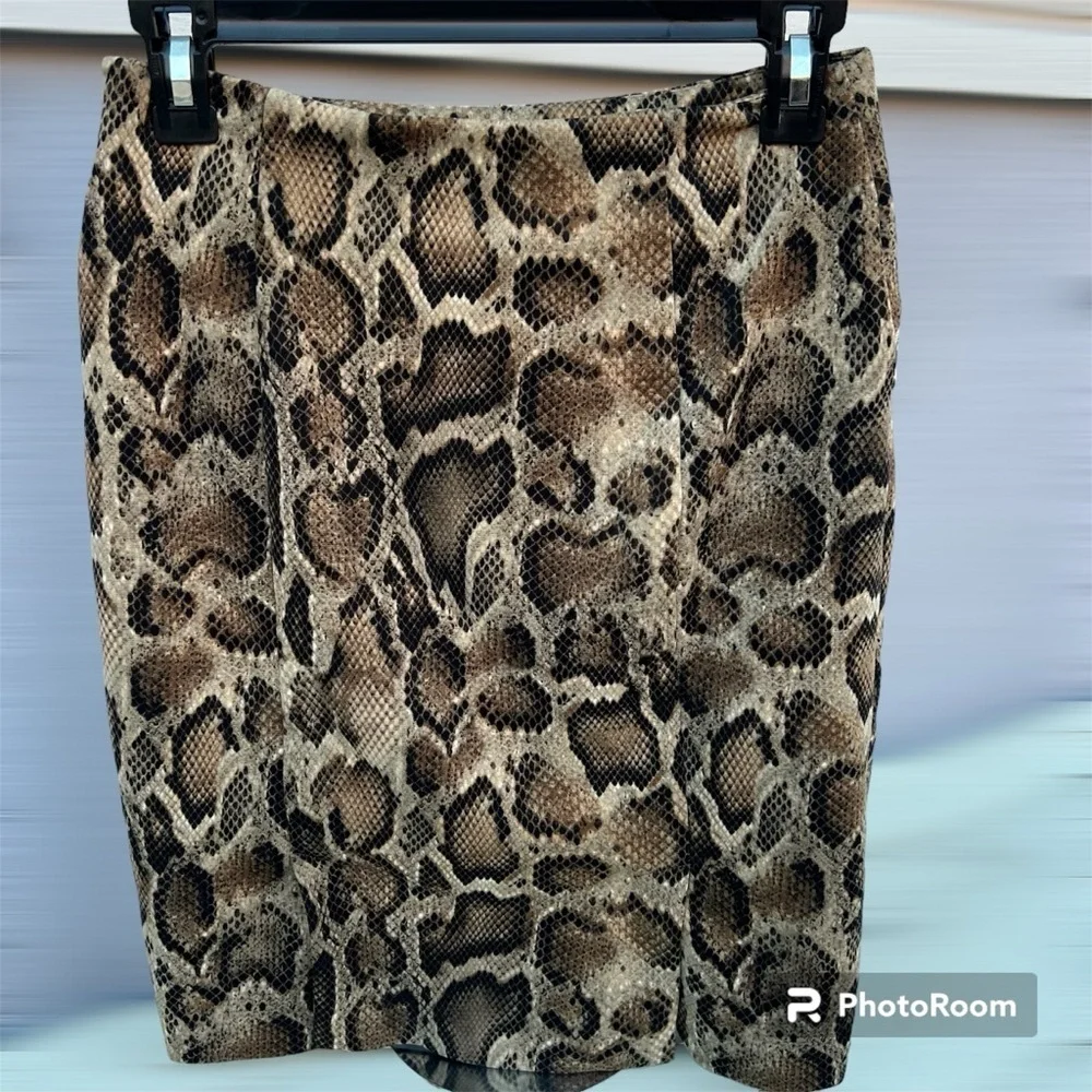 Vintage Michael Kors Sz 6 Snake Mamba Print Knit Pencil Skirt Side Zip Lined EUC